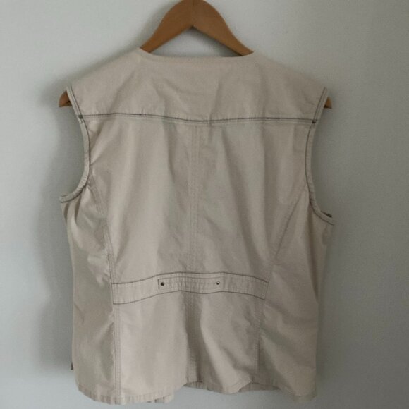 Y2 BLU VEST WOMEN'S TAILORED 97%COTTON BUTTONS POCKETS BEIGE COLOUR SZ L - Picture 2 of 5